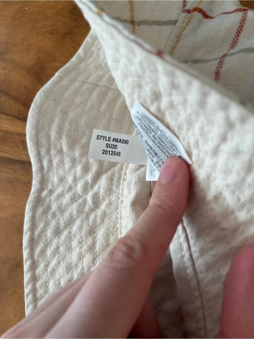 Madewell Linen-Cotton Reversible Short-Brimmed Bucket Hat - Cream/Windowpane